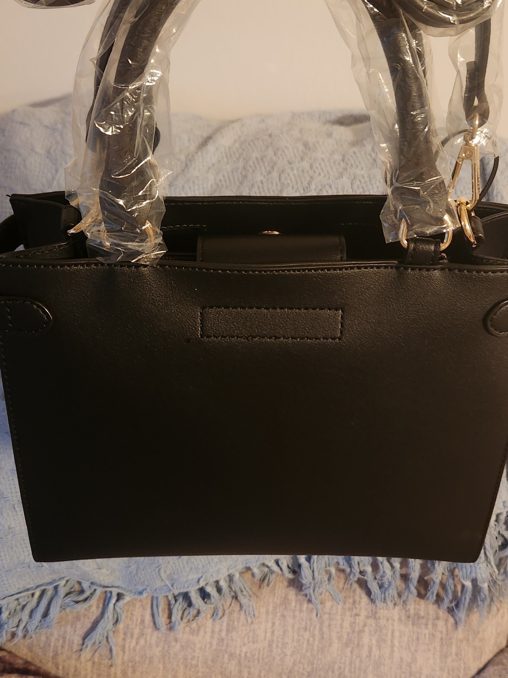 Nanette Lepore Black Perforated Tote with Gold Logo - Picture 4 of 5